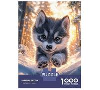 Rompecabezas para Adultos De 1000 Piezas Cute Wolf Pup in Snow Rompecabezas para Adultos Juego De Ingenio Aliviador del Estrés Actividades Divertidas En Casa 52x38cm/1000pcs
