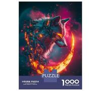 Rompecabezas para Adultos De 1000 Piezas Cyber Wolf and Crescent Moon Rompecabezas para Adultos Juguetes Antiestrés Decoración Actividades Divertidas En Casa 52x38cm/1000pcs