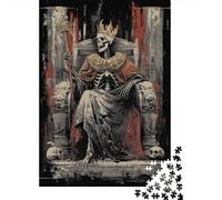 Rompecabezas para Adultos De 1000 Piezas Dark King Skeleton Throne Art Print Rompecabezas para Adultos Juguetes Antiestrés Regalos para Mujeres Juego Desafiante Regalos 70x50cm/1000pcs