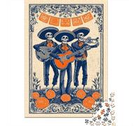 Rompecabezas para Adultos De 1000 Piezas Day of The Dead Skeletons Art Print Rompecabezas para Adultos Juguetes Antiestrés Decoración del Hogar Juego Desafiante Regalos 38x26cm/1000pcs