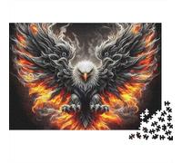 Rompecabezas para Adultos de 1000 Piezas de Águila Águila con Alas de Fuego sobre Negro Rompecabezas Imposible y Difícil | Juego Educativo de Descompresión 52x38cm/1000pcs