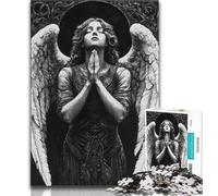 Rompecabezas para Adultos de 1000 Piezas de ángel Blanco y Negro ¡Cada Pieza es única! Juego Familiar desafiante (tamaño 75x50cm)