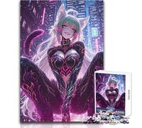 Rompecabezas para Adultos de 1000 Piezas de Anime Catgirl en un Paisaje Urbano ciberpunk Diversión Familiar y Noche de Juegos, Pero Divertido y Gracioso Regalo Divertido Tamaño 38x26cm