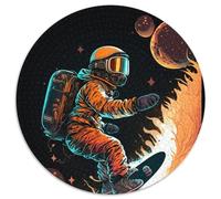 Rompecabezas para Adultos de 1000 Piezas de Astronauta surfeando Rompecabezas Redondo de 1000 Piezas para Adultos Un desafío Mental, Adolescentes y decoración del hogar