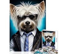 Rompecabezas para Adultos de 1000 Piezas de Australian Silky Terrier Juguetes antiestrés Regalos geniales y Juegos de ingenio con póster y Hoja de Trivia a Juego 38x26cm