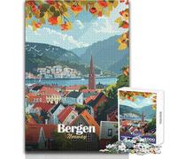 Rompecabezas para Adultos de 1000 Piezas de Bergen,Noruega,Paisaje Urbano,Juego Imposible,Regalo de cumpleaños,tamaño 38x52cm