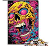Rompecabezas para Adultos de 1000 Piezas de Calavera de Calabaza Colorida Hecha de Madera, Actividad Divertida para Hacer en casa, 50x75cm, Atractiva Actividad de Noche de Juegos Familiares
