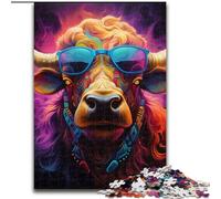 Rompecabezas para Adultos de 1000 Piezas de cartón con diseño de búfalo, tamaño 26x38cm, Juego Interactivo Familiar, Regalo de desafío Mental para decoración del hogar.