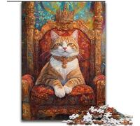 Rompecabezas para Adultos de 1000 Piezas de Cat King, un desafío difícil para aliviar el estrés con póster a Juego y Hoja de Trivia de 26x38cm