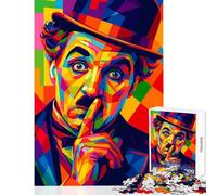 Rompecabezas para Adultos de 1000 Piezas de Charlie Chaplin Retrato Colorido de Arte Pop Juguetes antiestrés Obra de Arte Regalo Juegos Divertidos con Piezas de Formas aleatorias Totalmente