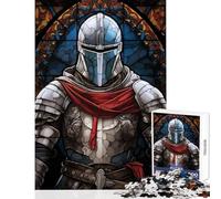 Rompecabezas para Adultos de 1000 Piezas de Cristal de Caballero templario Ideal para Decorar el hogar Regalo de Amigo Secreto Juego de ingenio Cada Pieza es única (tamaño 38x26cm)