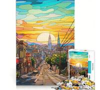 Rompecabezas para Adultos de 1000 Piezas de Cristal de San Francisco, Juguetes antiestrés, Ideal para la interacción Entre Padres e Hijos, cumpleaños 50x75cm