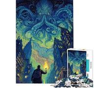 Rompecabezas para adultos de 1000 piezas de Cthulhu La noche estrellada Rompecabezas para adolescentes Actividades divertidas para pasar el tiempo en casa durante las vacaciones Juego de desafío único