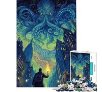 Rompecabezas para Adultos de 1000 Piezas de Cthulhu La Noche Estrellada Rompecabezas para Adultos Actividades Familiares Un Reto para completar 38x26cm