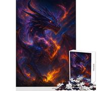 Rompecabezas para Adultos de 1000 Piezas de dragón cósmico con Detalles de Fuego Juguetes antiestrés Regalos de Amigo Secreto Juego práctico Lista de Deseos con Papá Noel tamaño 38x26cm