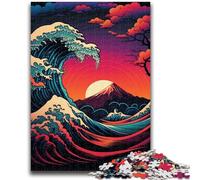 Rompecabezas para Adultos de 1000 Piezas de Estilo japonés con Olas para niños a Partir de 14 años Juego práctico 50x75cm