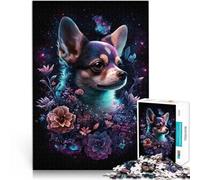 Rompecabezas para adultos de 1000 piezas de flor de chihuahua, juegos de relajación desafiantes de completar pero divertidos y humorísticos de 19.7 x 29.5 pulgadas para adolescentes de 14 años en