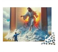Rompecabezas para Adultos de 1000 Piezas de Jesús - Religión | Juego Educativo de Descompresión Jesús Llamando a un Hombre Desde Las Nubes Decoración de Pared y Gran Regalo 38x26cm/1000pcs