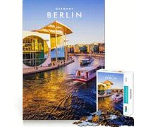 Rompecabezas para Adultos de 1000 Piezas de la Ciudad de Berlín Juego de lógica de Ajuste preciso Juego fácil Decoración navideña para Pared (38x26cm)
