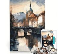 Rompecabezas para Adultos de 1000 Piezas de la Ciudad de Liubliana Eslovenia Juguetes de Bricolaje Carrera de Velocidad Manual con Piezas de Formas aleatorias Que encajan Perfectamente 38x26cm
