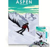 Rompecabezas para Adultos de 1000 Piezas de la estación de esquí de Aspen,Colorado Arte de Corte preciso Actividad Mental Juego Divertido para Relajarse Arte navideño para el hogar (50x75cm)