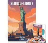 Rompecabezas para Adultos de 1000 Piezas de la Estatua de la Libertad, Juegos Divertidos para Toda la Familia, con Piezas de Formas aleatorias Que encajan Perfectamente 38x52cm