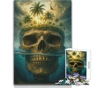 Rompecabezas para Adultos de 1000 Piezas de la Isla Calavera con Palmeras, Ideal para Juegos educativos (tamaño 50x75cm)