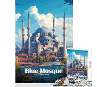 Rompecabezas para Adultos de 1000 Piezas de la Mezquita Azul de Estambul Juguete de decoración de Pared Grandes Regalos y Juguetes Juego Imposible Lista de Deseos con Papá Noel tamaño 50x75cm