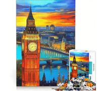Rompecabezas para Adultos de 1000 Piezas de la Torre Big Ben, decoración de Pared de Juguete, decoración artística para el hogar, con Piezas de Formas aleatorias Que encajan Perfectamente 50x75cm