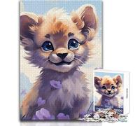 Rompecabezas para Adultos de 1000 Piezas de Leona bebé Entre Flores, Divertido Juego de Entrenamiento Mental, Regalo Sorpresa único, tamaño 38x52cm