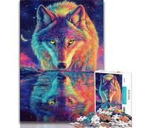 Rompecabezas para Adultos de 1000 Piezas de Lobo cósmico Ideal para familias para Disfrutar en casa como Regalo de cumpleaños o de Viaje 38x26cm