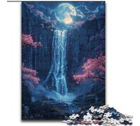 Rompecabezas para Adultos de 1000 Piezas de Madera con Cascada de cerezos en Flor, Juego Interactivo Familiar, Apto para Mayores de 14 años, 50x75cm, para Juego Interactivo Familiar