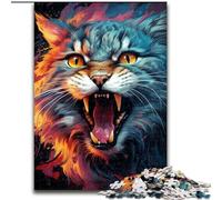 Rompecabezas para Adultos de 1000 Piezas de Madera con Dibujo de Gato a Color, Mayores de 14 años, 50x75cm, desafiante Rompecabezas, Juguete Relajante para Adolescentes