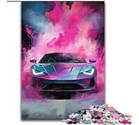 Rompecabezas para Adultos de 1000 Piezas de Madera con diseño de Coche de Colores, Ideal como decoración o Regalo de cumpleaños, 50x75cm, para Juegos interactivos Familiares