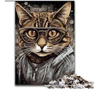 Rompecabezas para Adultos de 1000 Piezas de Madera con diseño de Gato, Ideal para familias a Partir de 14 años, 50x75cm