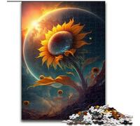 Rompecabezas para Adultos de 1000 Piezas de Madera con diseño de Girasol Espacial, Ideal para Disfrutar en casa, 50x75cm, Ideal para una Noche de Juegos en Familia