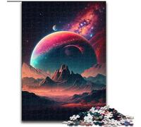 Rompecabezas para Adultos de 1000 Piezas de Madera con diseño de montañas y Planetas de Colores, Ideal para familias a Partir de 14 años, 50x75cm