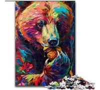 Rompecabezas para Adultos de 1000 Piezas de Madera con diseño de Oso marrón, Ideal como decoración o Regalo de cumpleaños, 50x75cm, Ideal para Juegos interactivos Familiares