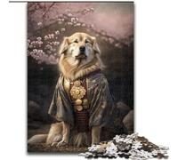 Rompecabezas para Adultos de 1000 Piezas de Madera con diseño de samurái Golden Retriever Divertida Actividad para Disfrutar en casa, 50x75cm Una Atractiva Noche de Juegos en Familia