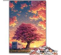 Rompecabezas para Adultos de 1000 Piezas de Madera con Flores de Cerezo en Flor, Juego Interactivo Familiar, Apto para Mayores de 14 años, 50x75cm, para Juego Interactivo Familiar