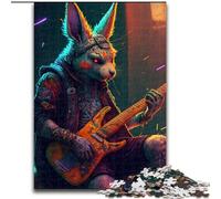 Rompecabezas para Adultos de 1000 Piezas de Madera con Forma de Guitarra de Conejo, Ideal para Disfrutar en casa, 50x75cm, Ideal para una Noche de Juegos en Familia