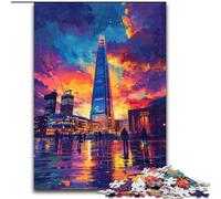 Rompecabezas para Adultos de 1000 Piezas de Madera con la Ciudad al Atardecer, Mayores de 14 años, 50x75cm, desafiante Rompecabezas, Juguete Relajante para Adolescentes