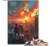 Rompecabezas para Adultos de 1000 Piezas de Madera con la Ciudad al Atardecer, Mayores de 14 años, 50x75cm, desafiante Rompecabezas, Juguete Relajante para Adolescentes