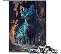 Rompecabezas para Adultos de 1000 Piezas de Madera con un Bonito Gato de Bengala, Ideal para Adolescentes Mayores de 14 años, decoración del hogar 50x75cm, cumpleaños