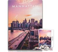 Rompecabezas para Adultos de 1000 Piezas de Manhattan, EE UU, Juegos educativos, difícil, Regalo de cumpleaños, tamaño 38x52cm