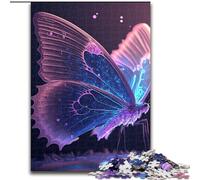 Rompecabezas para Adultos de 1000 Piezas de Mariposa Rosa y Morada de Madera, Divertido Juego para el hogar, 50x75cm, Ideal para una Noche de Juegos en Familia