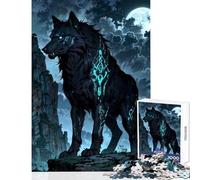 Rompecabezas para Adultos de 1000 Piezas de Mystic Wolf Guardian con Marcas Brillantes Juguetes antiestrés Excelentes Regalos y Juguetes Juego de ingenio con póster a Juego y Hoja de Trivia 38x52cm