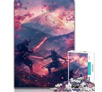Rompecabezas para Adultos de 1000 Piezas de Ninja al pie del Monte Fuji para Adolescentes, Ideal para aliviar el estrés, desafío difícil, decoración del hogar (tamaño 38x26cm)