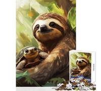 Rompecabezas para Adultos de 1000 Piezas de Perezosos y Tortugas Juguetes Decorativos para el hogar Regalos para Amigos Secretos Juego de ingenio Cada Pieza es única Tamaño: 38x26cm