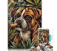 Rompecabezas para Adultos de 1000 Piezas de Perro bóxer fumando Un Juego desafiante Ideal para Regalar a Toda la Familia (tamaño 75x50cm)